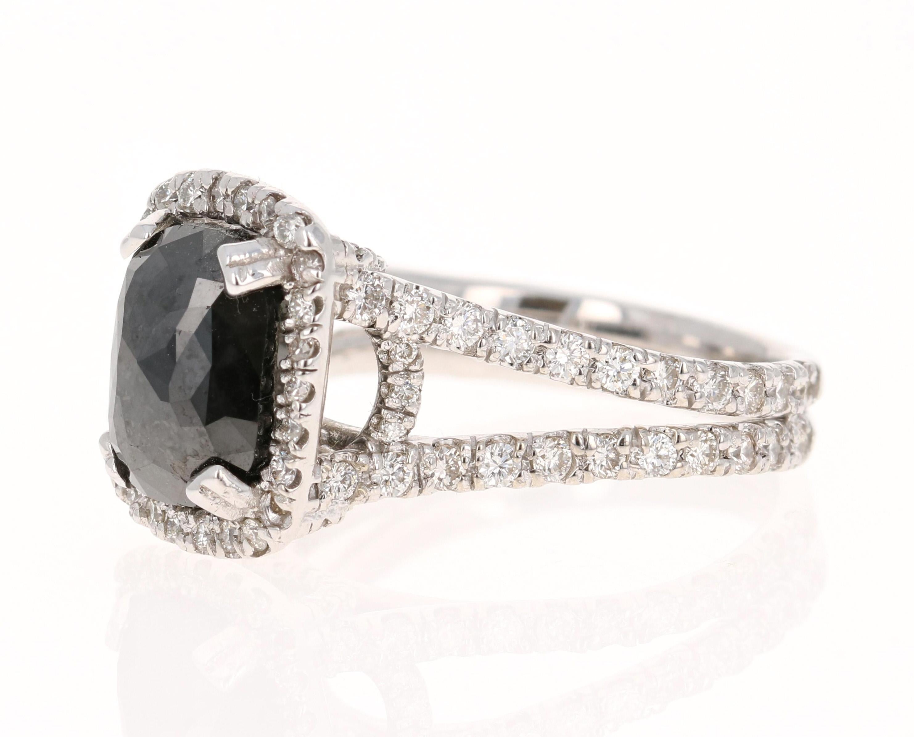 rectangle black diamond ring