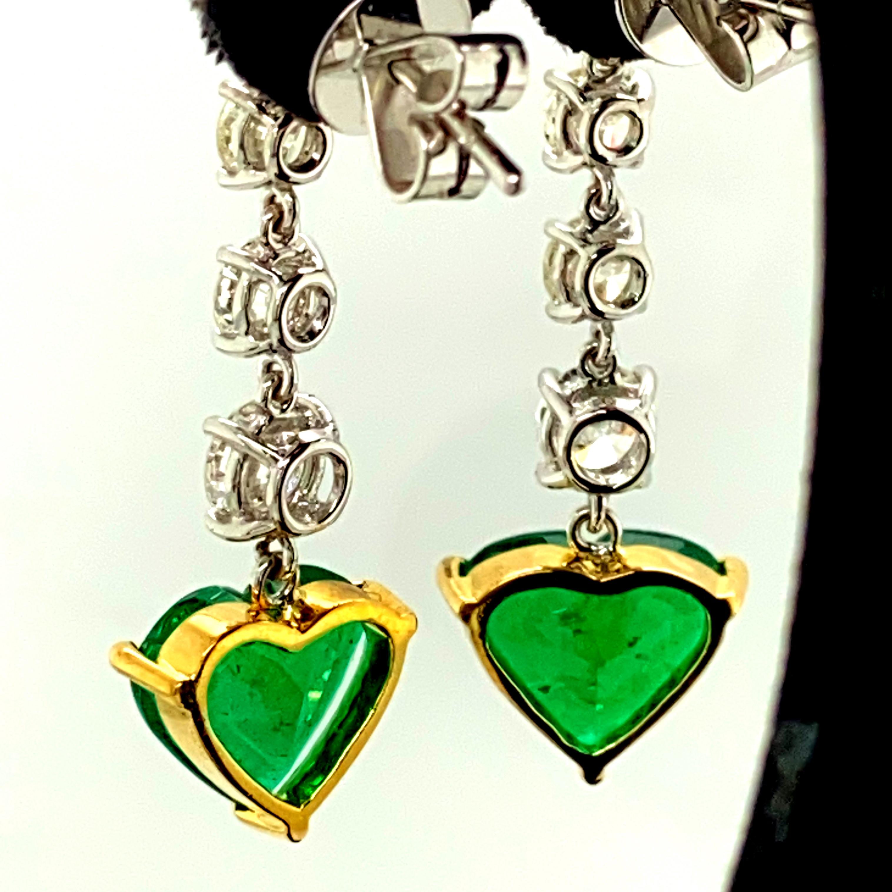 5,19 Karat GRS-zertifizierter Vivid Green No Oil Smaragd und Diamant-Ohrringe für Damen oder Herren im Angebot