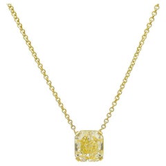 5.19 Carat Natural Fancy Yellow Diamond Solitaire Necklace