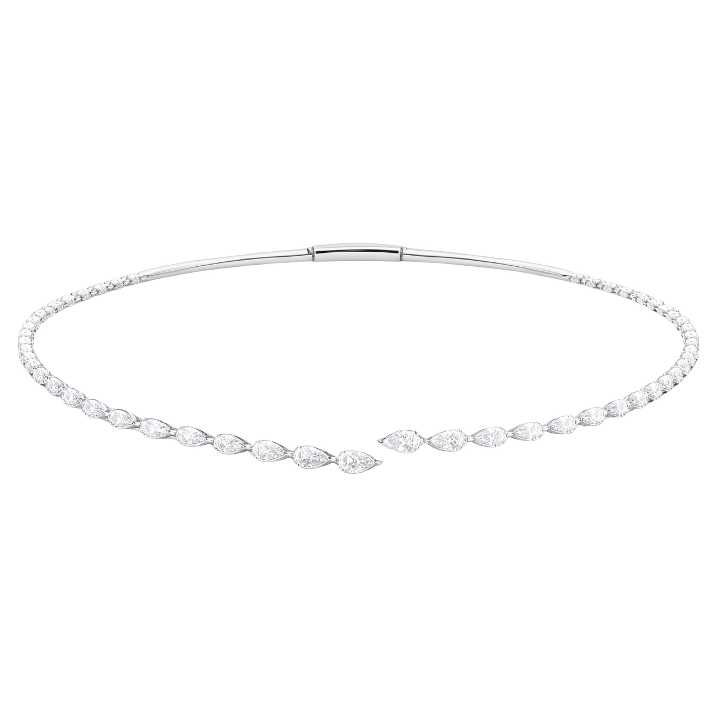Collar Gargantilla Diamantes SI/H Pera 5,19 Quilates Oro Blanco 14 Kilates