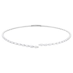 5.19 Carat Pear SI/H Diamond Choker Collar Necklace 14 Karat White Gold