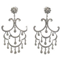Orecchini a lampadario in oro bianco 18 carati da 5,19 carati con diamante tondo brillante G VS2