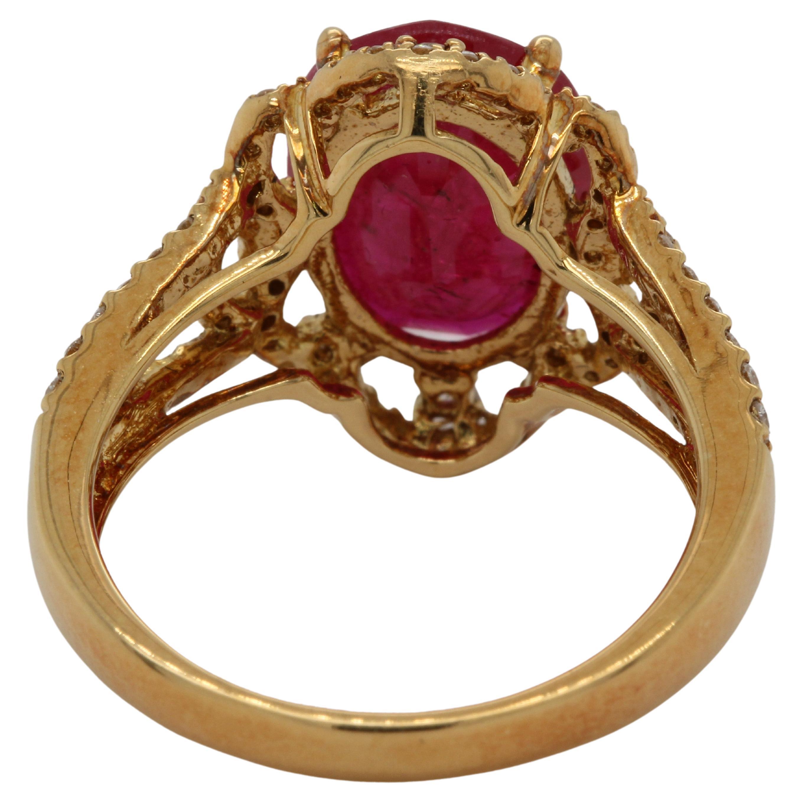 5.19 Carat Ruby And Diamond Ring In 18 Karat Gold For Sale 3