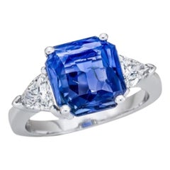 sri lanka sapphire ring 5.19 Carat Sri Lanka Sapphire GIA Certified Unheated Ceylon Ring Octagonal Cut