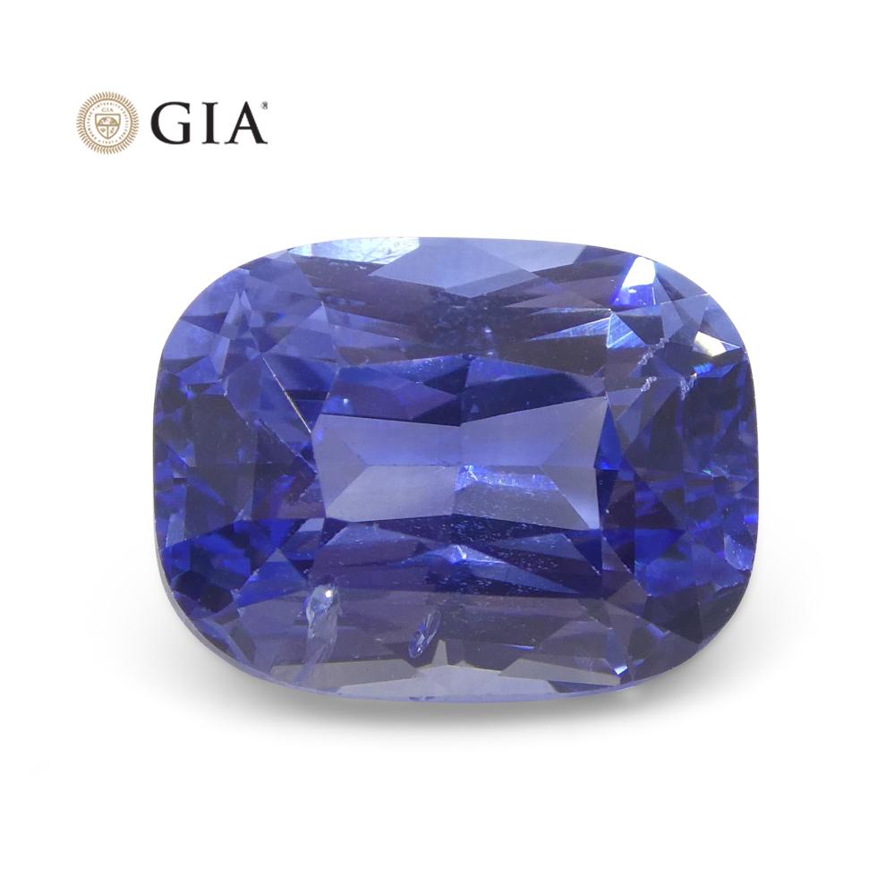 5.19 Carat Cushion Violetish Blue Sapphire GIA Certified Sri Lanka For Sale 5