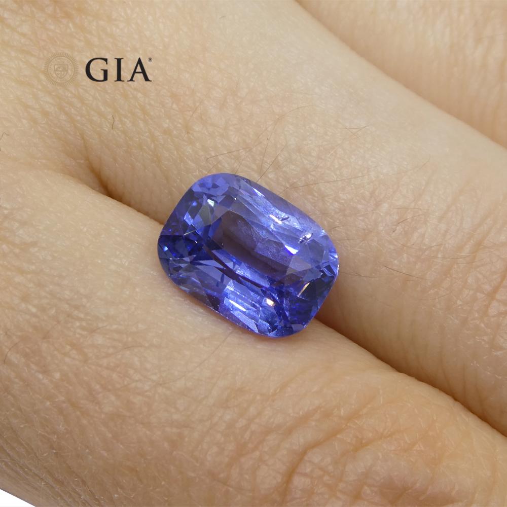 5.19ct Cushion Violetish Blue Sapphire GIA Certified Sri Lanka For Sale 1