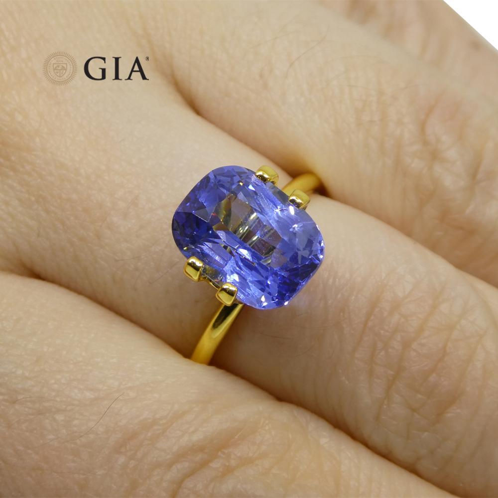 5.19ct Cushion Violetish Blue Sapphire GIA Certified Sri Lanka For Sale 2