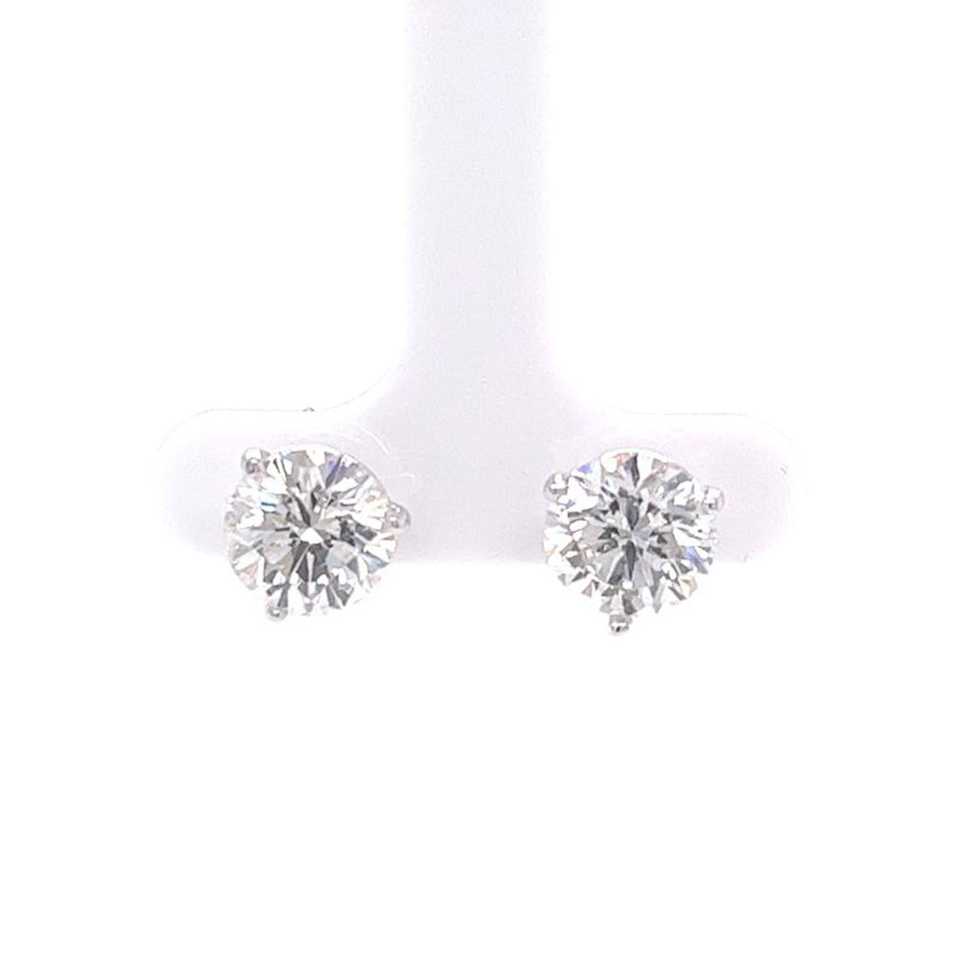 5.19ct Round Natural Diamonds Martini Setting 3 Prong Studs Earrings For Sale 1