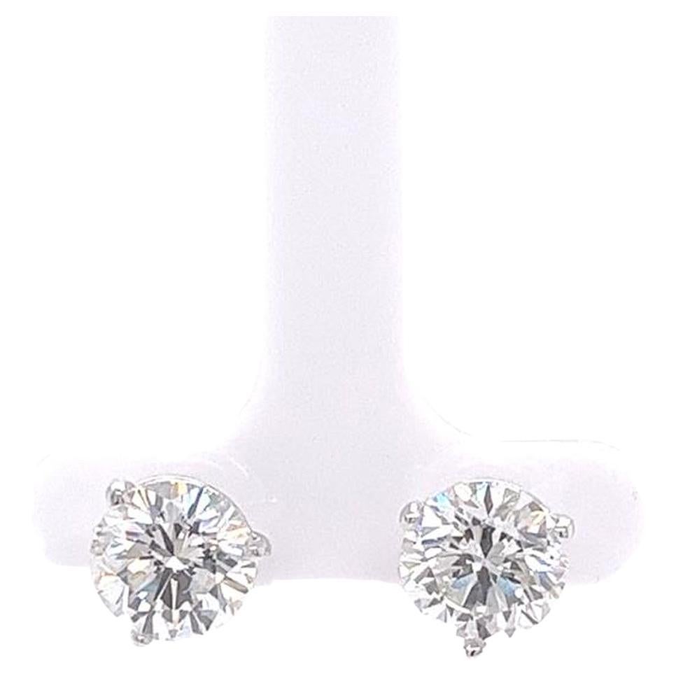 5.19ct Round Natural Diamonds Martini Setting 3 Prong Studs Earrings For Sale