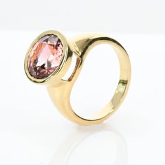 Bague sertie d'une tourmaline orange de 5,1 carats, taille ronde, or jaune 18 carats, certifiée GIA, rare
