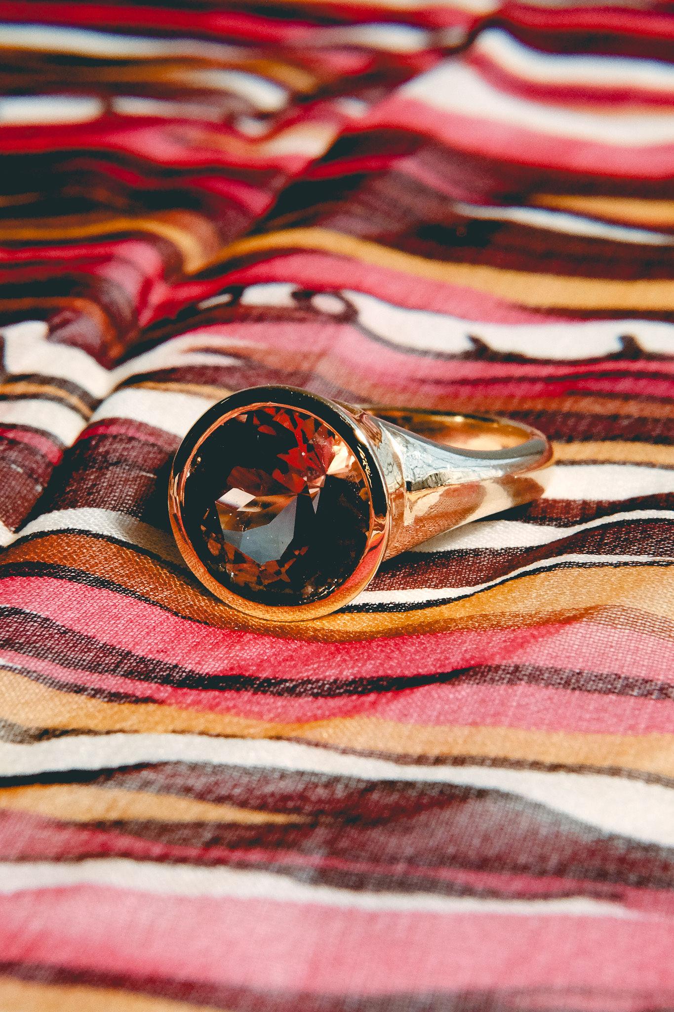 5.1ct Orange Tourmaline Bezel Ring-Round Cut-18KT Yellow Gold-GIA Certified-Rare For Sale 3