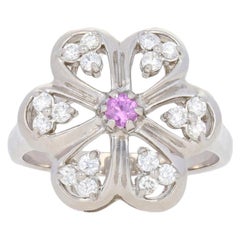 .51ctw Round Cut Pink Sapphire & Diamond Ring, 14k Gold Halo-Inspired Flower
