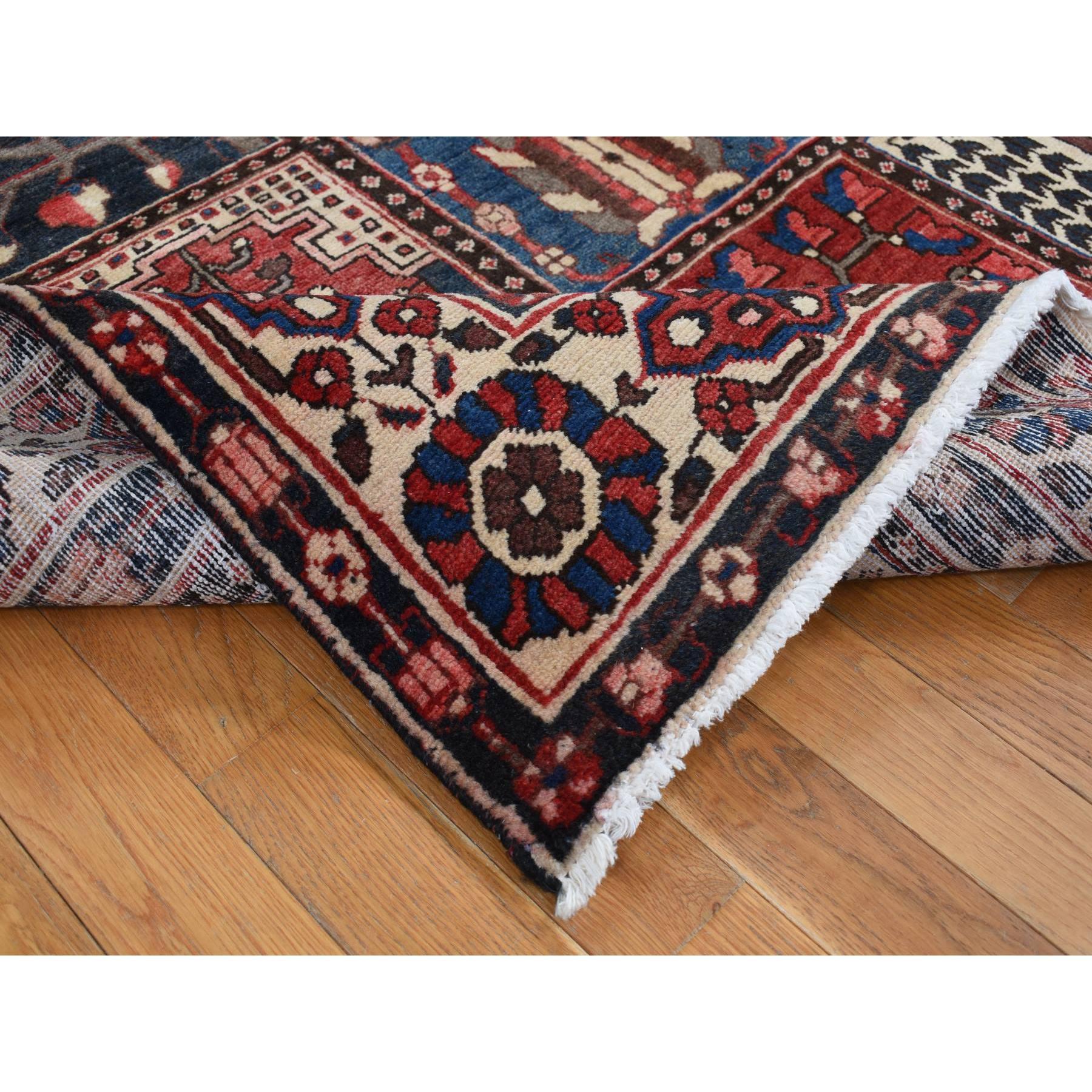 Alfombra Oriental de Lana Pura Anudada a Mano Bakhtiar Block Garden Design Rojo 5'1 