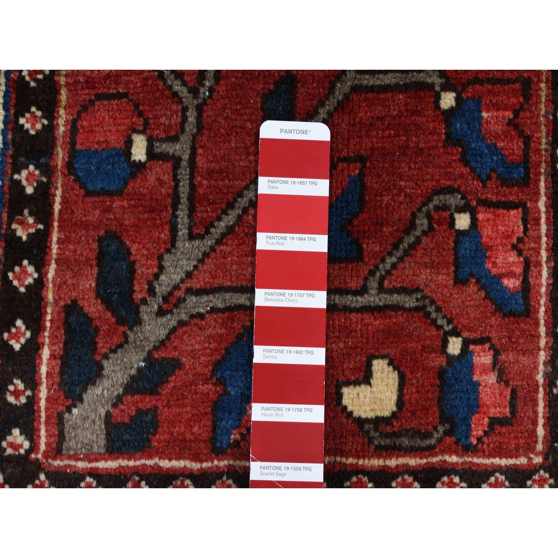 Alfombra Oriental de Lana Pura Anudada a Mano Bakhtiar Block Garden Design Rojo 5'1 