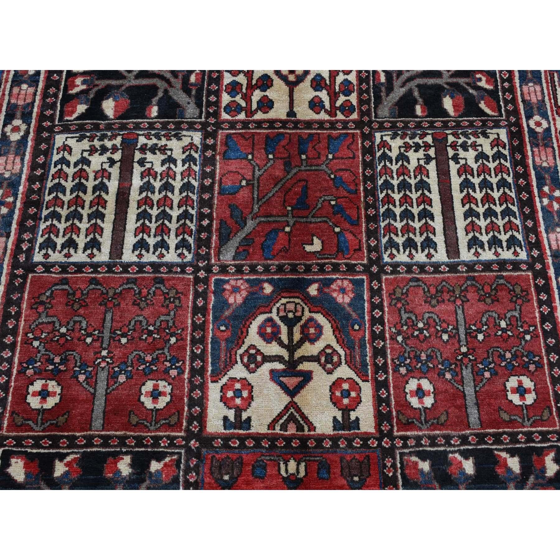 Alfombra Oriental de Lana Pura Anudada a Mano Bakhtiar Block Garden Design Rojo 5'1 