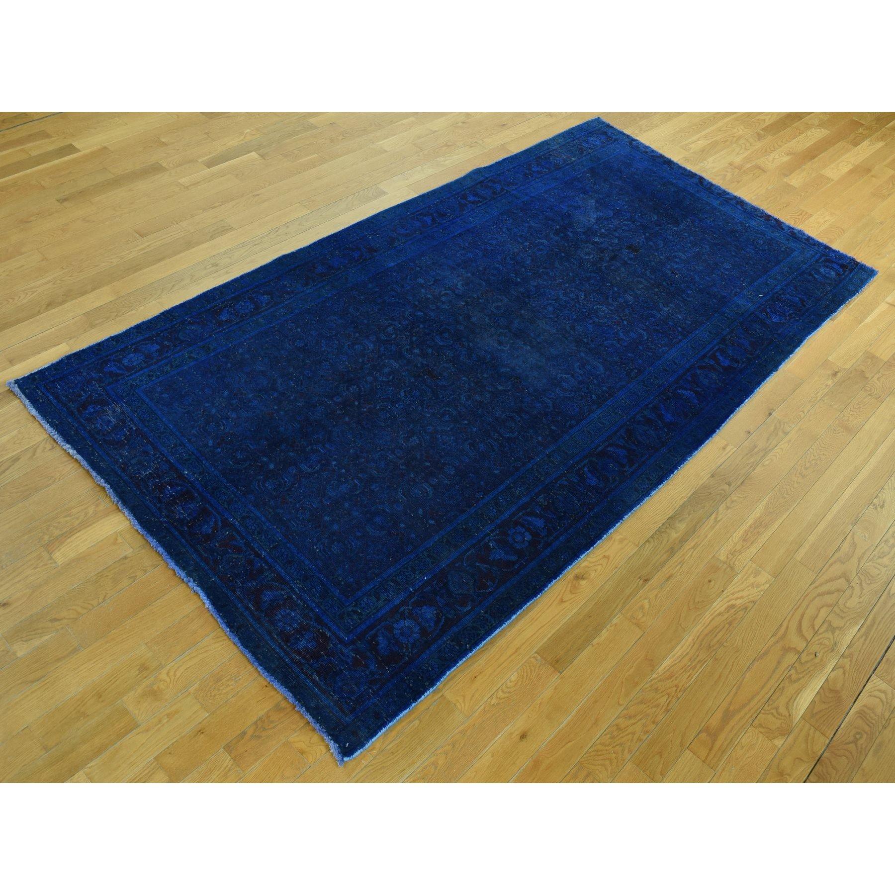 Space Cadet, Hand Knotted, Worn Wool, Persian Musel with Fish Mahi All Over Design, Wide Runner Oriental Rug
Primary materials: Worn Wool
Latex: No Pile 
height: 0.25 Inches
Style: Transitional
Primary color: Blue
Secondary colors: Black,