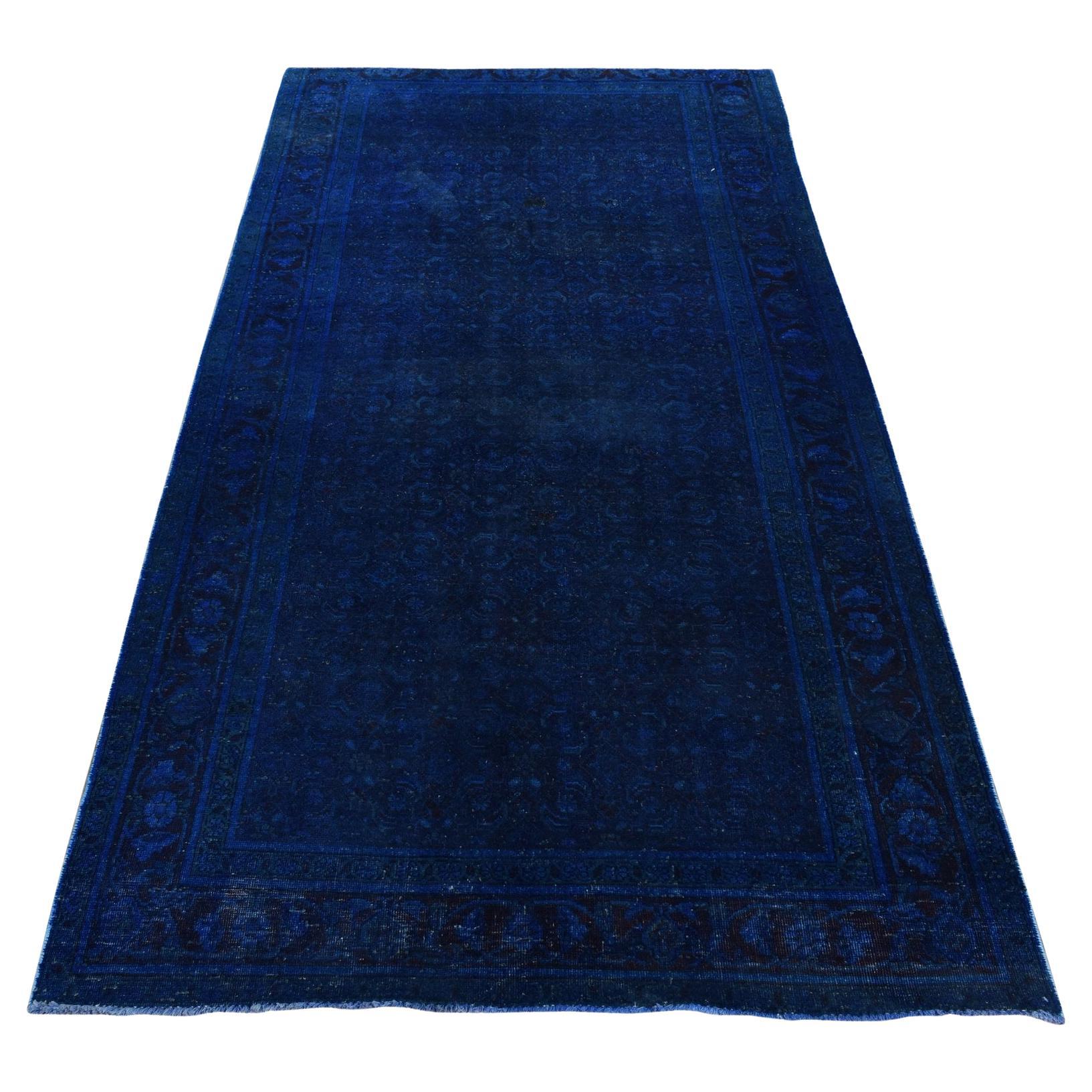 5'1"x10' Space Cadet Hand Knotted Worn Wool Persian Musel Design Runner Rug For Sale