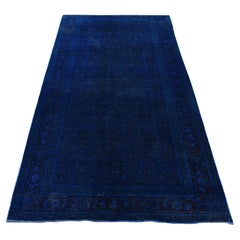 5'1"x10' Space Cadet Hand Knotted Worn Wool Persian Musel Design Runner Rug