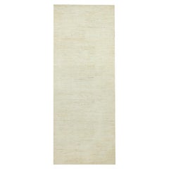 Tappeto Runner in pura lana annodata a mano 5'1x13'8" bianco Lori Buft Gabbeh Plain Design