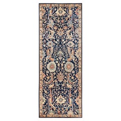 Tappeto da corridoio in lana annodato a mano, 5'1" x 14', blu notte, con motivo zoroastriano del Nord-Ovest