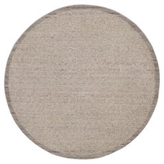 5'1 "x5'1" Brauner handgeknüpfter moderner bunt gemusterter runder Teppich aus reiner ungefärbter Wolle