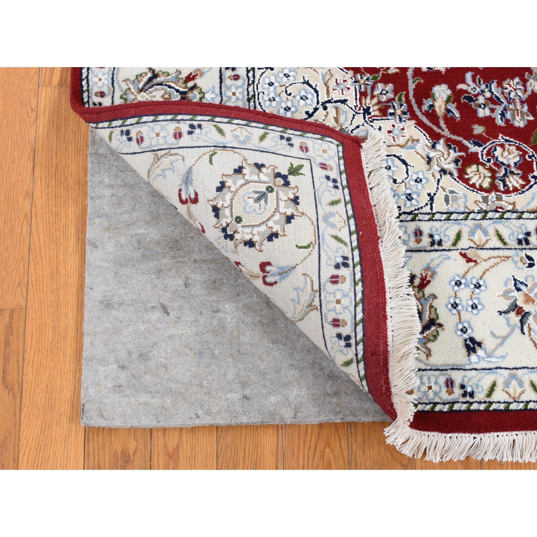 This is a truly genuine one-of-a-kind Square Wool 250 KPSI Red Nain Hand-Knotted Oriental Rug.It has been Knotted for months and months in the centuries-old Persian weaving craftsmanship techniques by expert artisans.
Primary materials: Wool
Latex: