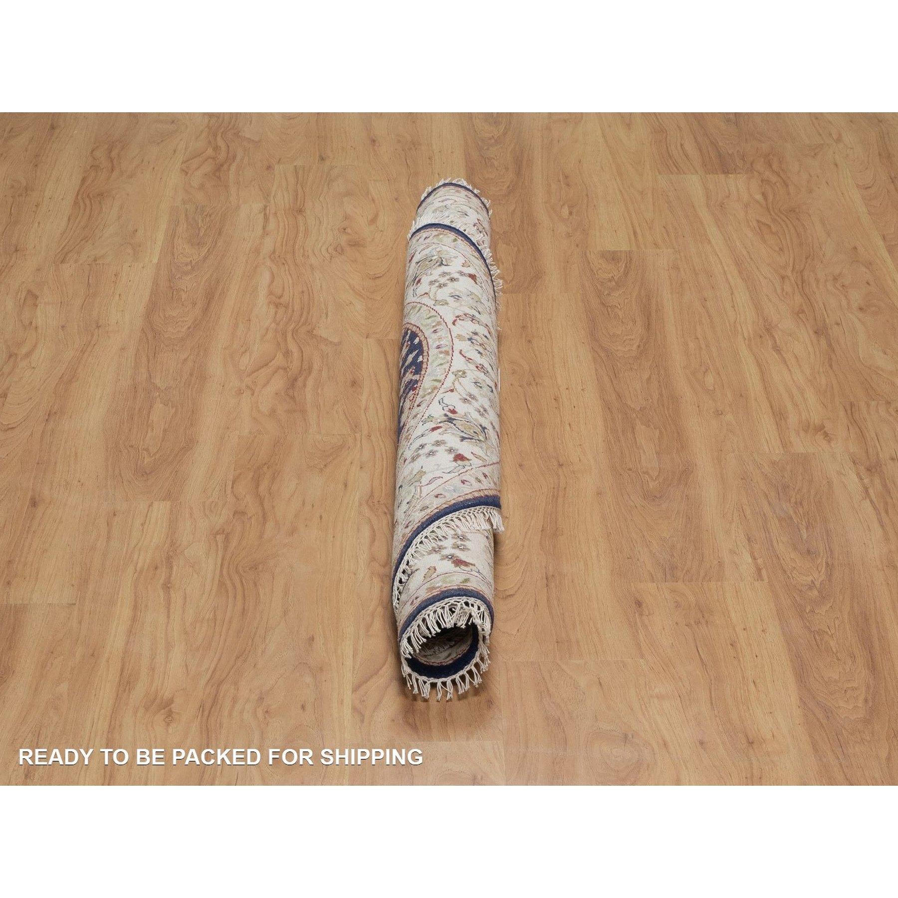 Tappeto rotondo in lana e seta annodato a mano 5'1 