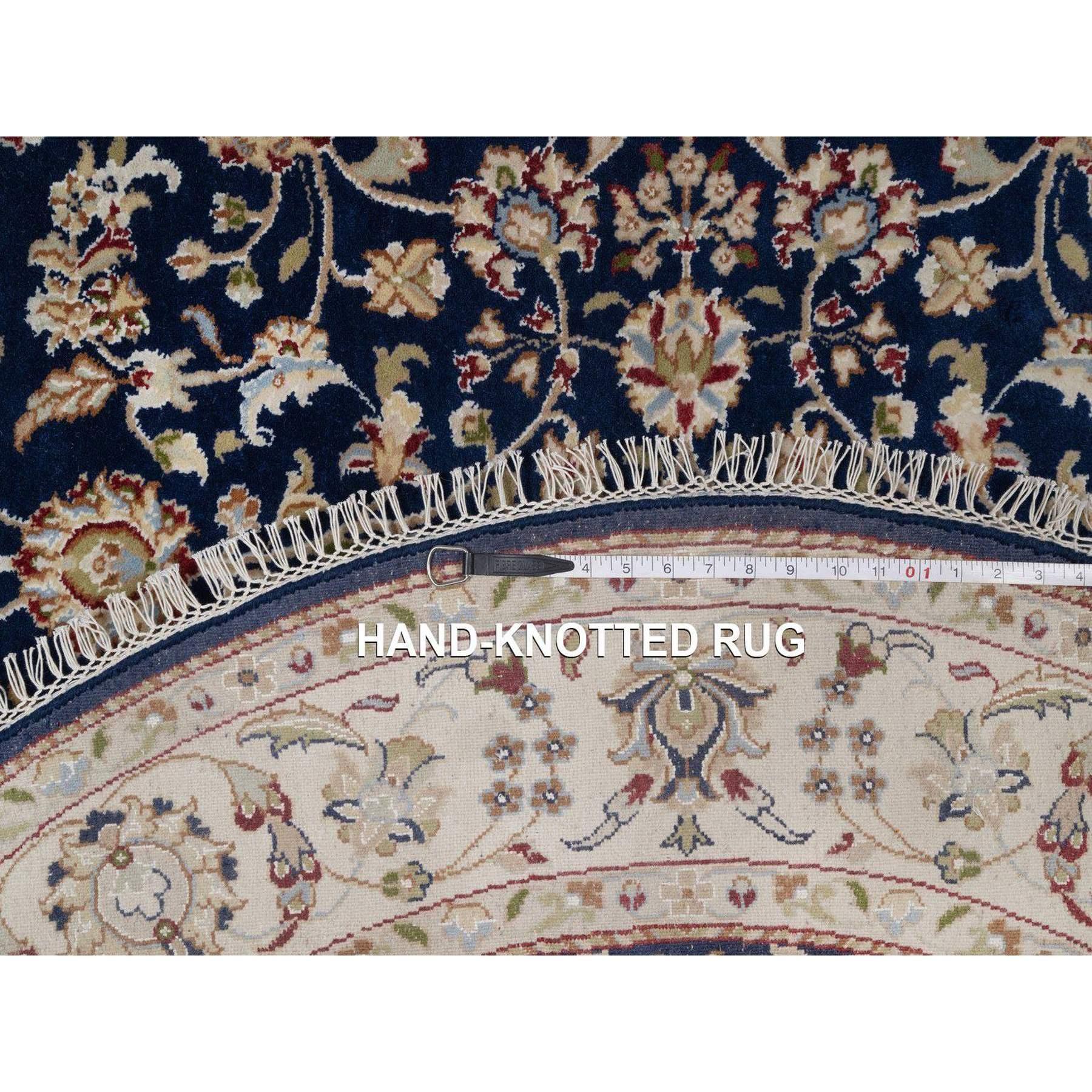 Lana Tappeto rotondo in lana e seta annodato a mano 5'1 