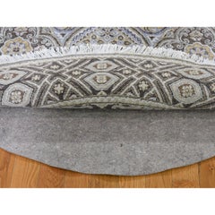 5'1"x5'1" Textured Wool & Silk Mughal Inspired Medallions Round Hand Knotted Rug