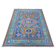 5
1"x6
4" Bayern Blue All Natural Wool Colorful Fusion Kazak Oriental Rug