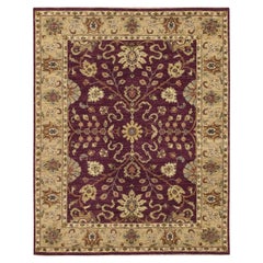 5'1"x6'5" Red Agra with Ziegler Design Leaf Pattern Hand Knotted Pure Wool Rug