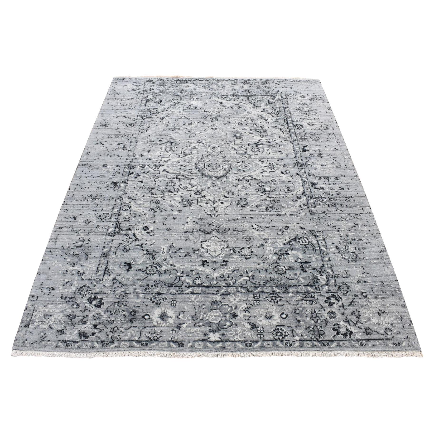 5
1 "x7
 Nero Corallo Design Persiano Seta e Lana Annodato a Mano Tappeto Orientale