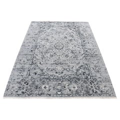 5
1 "x7
 Nero Corallo Design Persiano Seta e Lana Annodato a Mano Tappeto Orientale