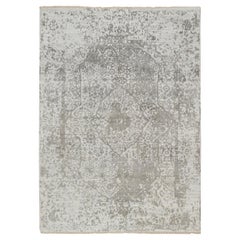 5
1 "x7
 Grau, gebrochenes persisches Design, Wolle und reine Seide handgeknüpft, Teppich