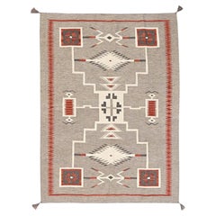 Tappeto in lana a trama piatta, tessuto a mano, con motivo geometrico in stile sud-occidentale, colore marrone kaki, 155 x 213 cm