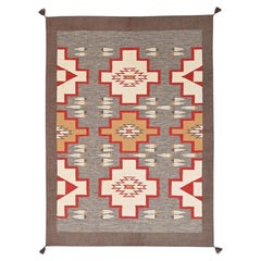 5'1"x7' Sonic Gray Flat Weave Southwest Geometric Design Hand Knotted Wool Rug