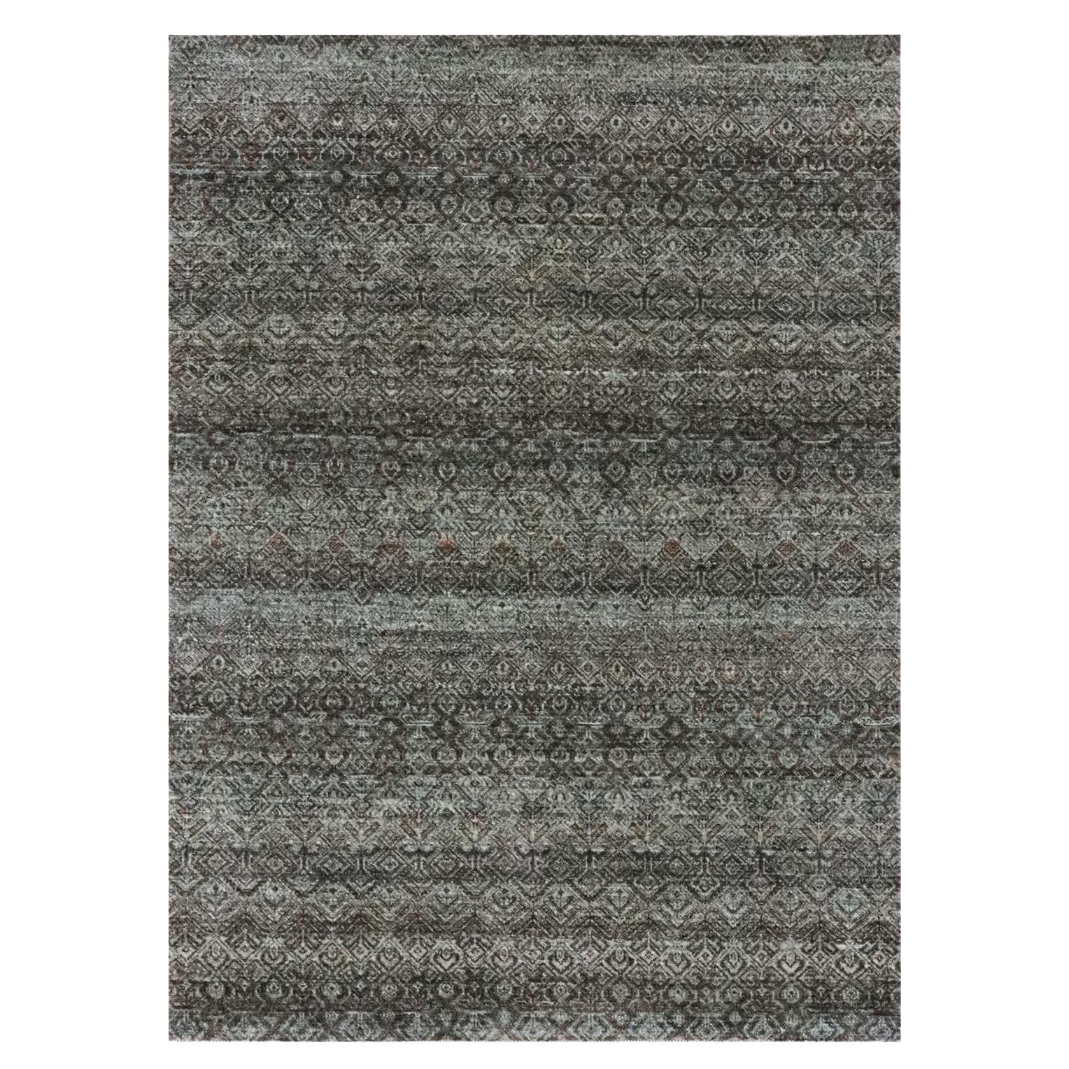 Alfombra Oriental de Lana Pura Anudada a Mano con Motivos Kohinoor Herat Gris Ceniza de 1,5 x 1,7 metros