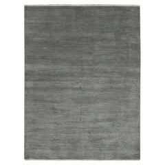 5
1 "x7
1" grigio, disegno di erba annodato a mano, tessuto densamente, tappeto in lana e seta