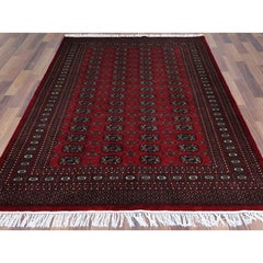 5'1"x7'6" 250 KPSI Silky Wool Hand Knotted Super Bokara Deep Rich Red Rug