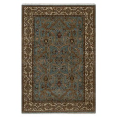 Tappeto orientale in lana neozelandese 5'1 "x7'6" blu oceano Tabriz Revival annodato a mano