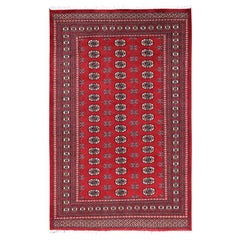 5'1"x8'1" Red Princess Bokara with Geometric Medallions Hand Knotted Wool Rug