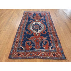 5'1"x8'7" Red Antique Armenian Kazak Signed and Dated 1914 Hand Knotted Wool Rug