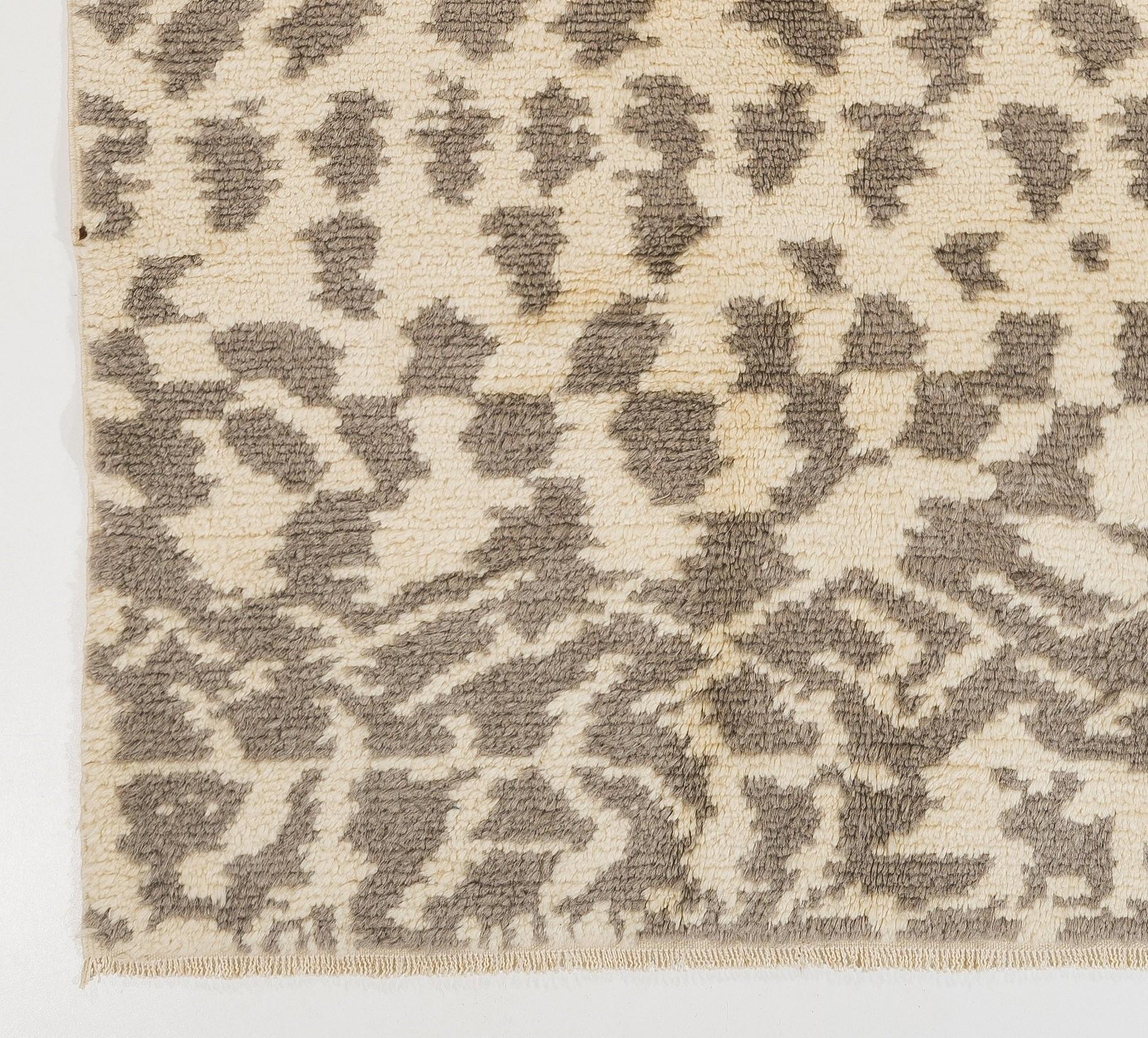 Hand-Knotted 5x8.6 ft Moroccan Tulu Rug, 100% Natural Un-Dyed Wool, Custom Options Available For Sale