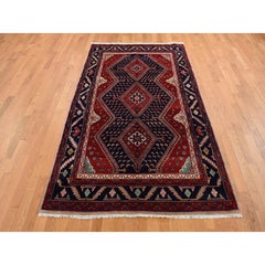 5'1"x9'7" Fire Brick Red, New Persian, Pure Wool Pure Wool Hand Knotted Rug