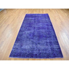 5'1"x9'9" Overdyed Purple Worn Wool Handmade Vintage Persian Shiraz Oriental Rug