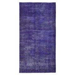 5'1"x9'9" Overdyed Purple Worn Wool Handmade Vintage Persian Shiraz Oriental Rug