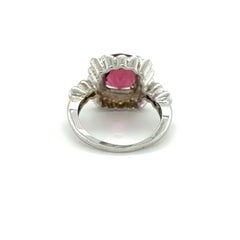 5.2 Carat Cushion Checkerboard Tourmaline & Diamond Ribbed Ring in 18Kt Gold