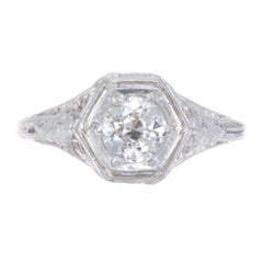 .52 Carat Diamond Art Deco Filigree Platinum Engagement Ring