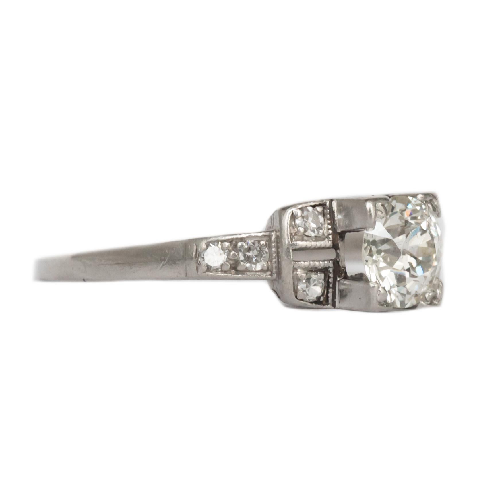 Art déco Bague de fiançailles en platine avec diamants de 0,52 carat en vente