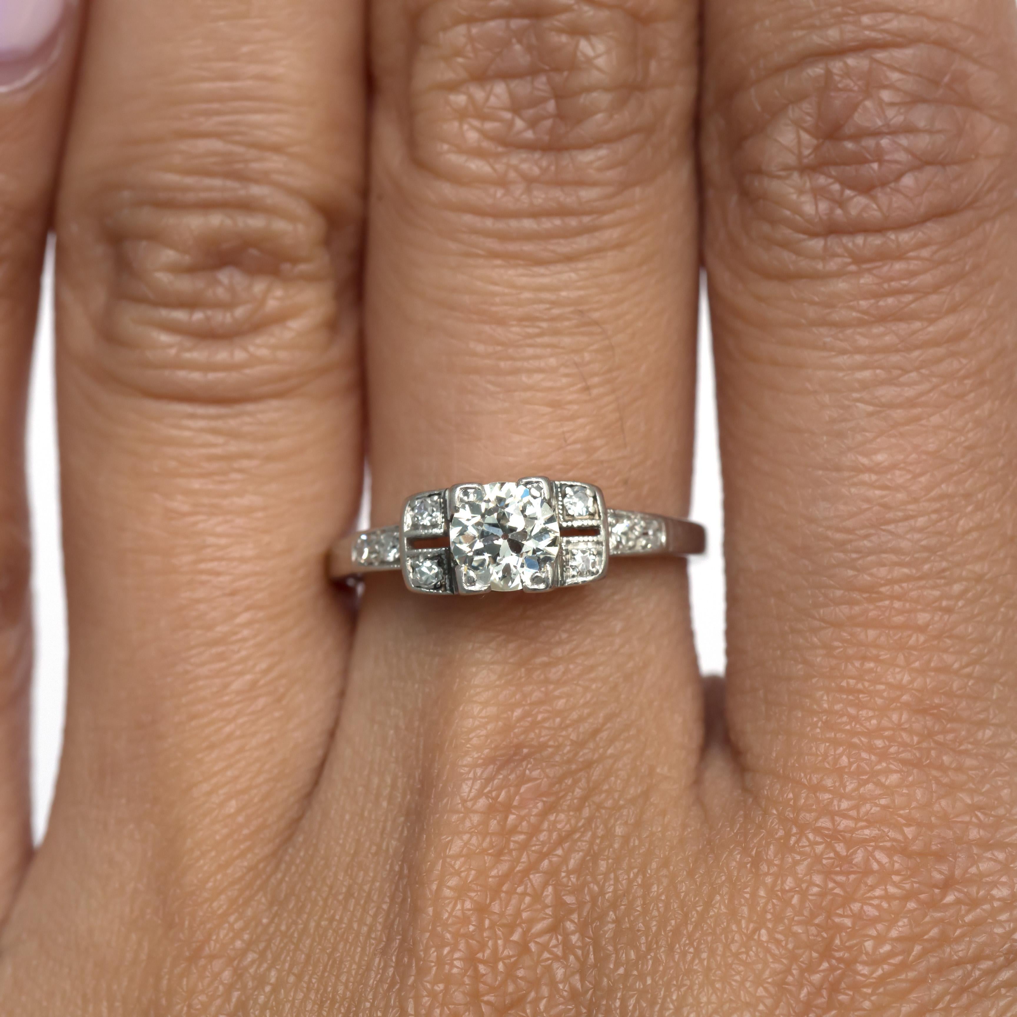 Art Deco .52 Carat Diamond Platinum Engagement Ring For Sale